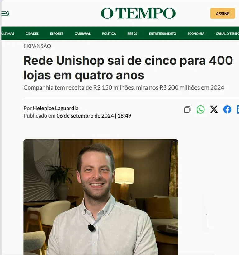Unishop na mídia: reportagem de O Tempo