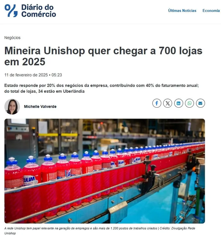 Unishop na mídia: reportagem do Diário do Comércio